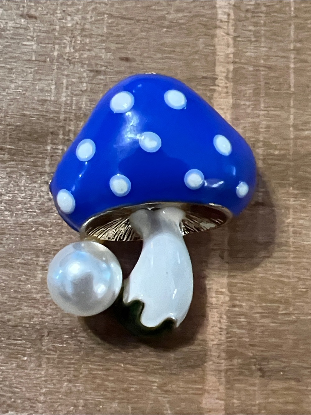 3/$18 Blue Polka Dot Mushroom Brooch. Lot 208